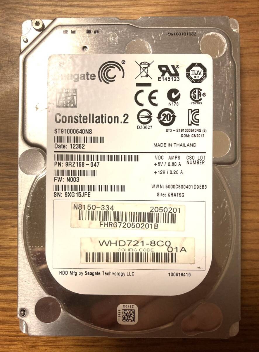 [Excellent] Seagate Constellation.2 ST91000640NS 2.5-inch HDD 1TB 15mm thick (Se