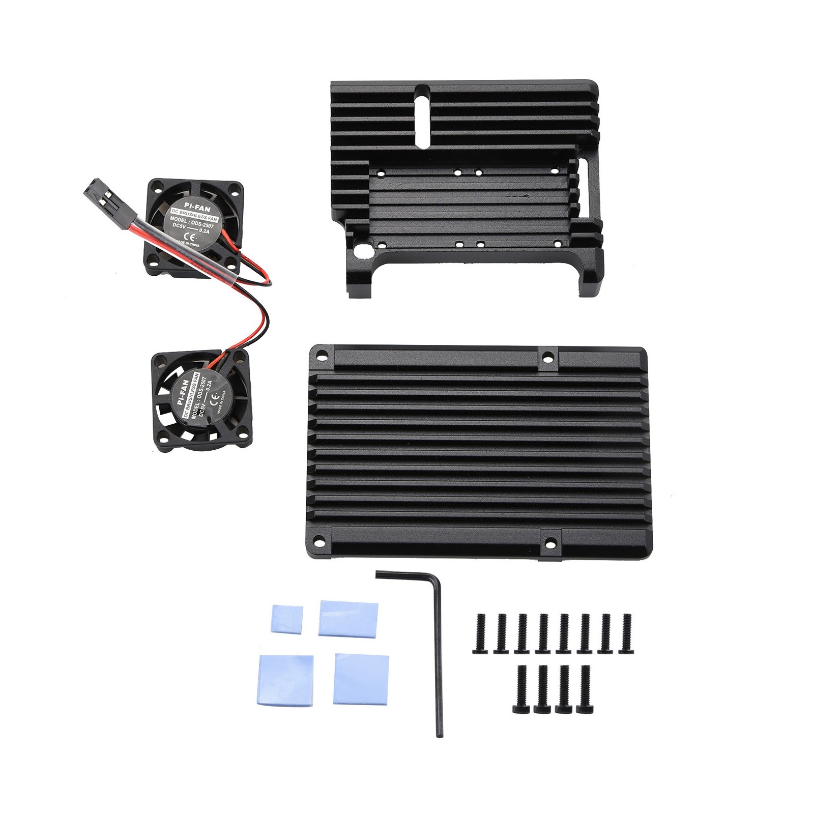 Metal Black Case Shell Box W/ Dual Fan Heatsink For Raspberry Pi 4 Model B 4B aa