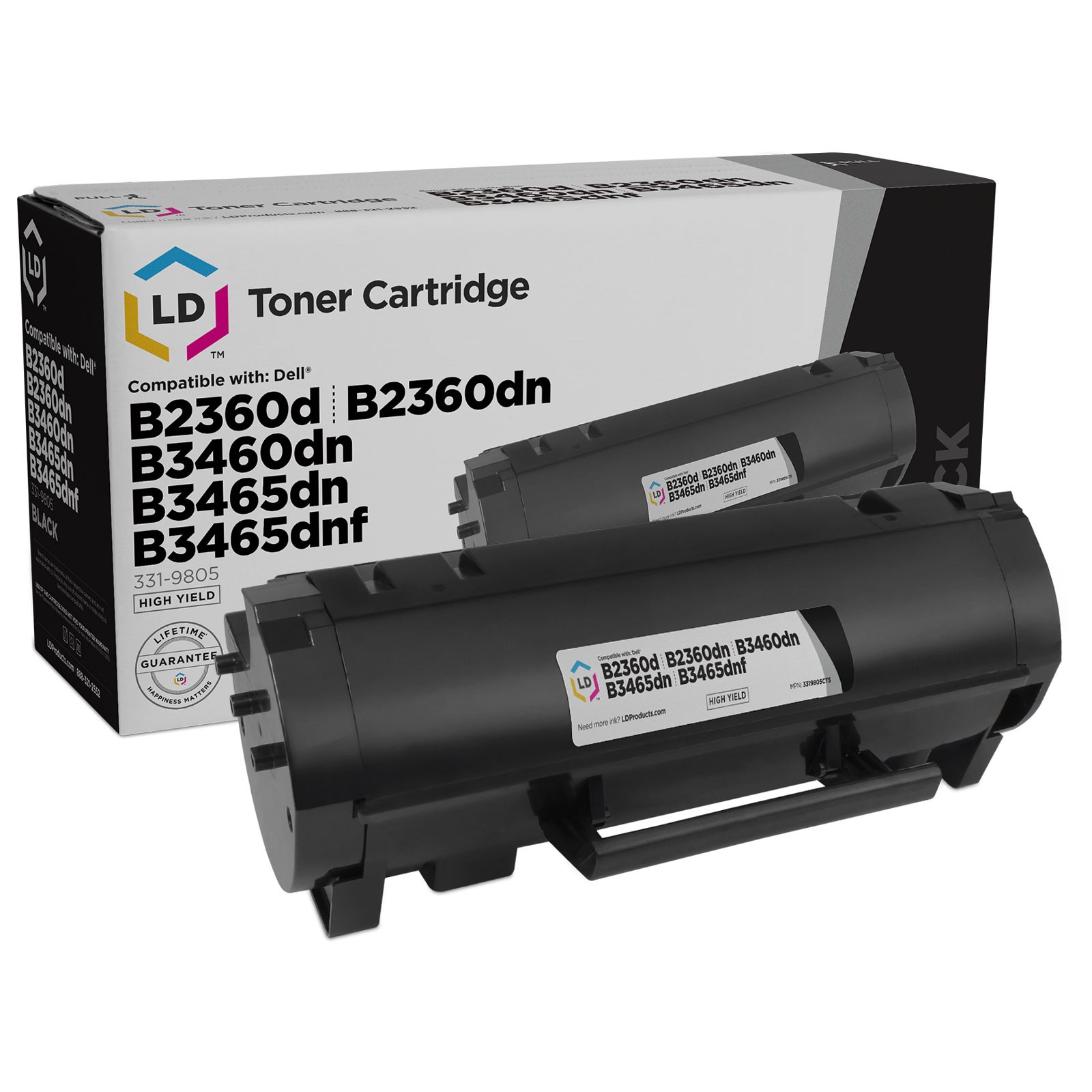 BLACK 331-9805 Toner High Yield for Dell B2360D B2360DN B3460DN B3465DN B3465DNF