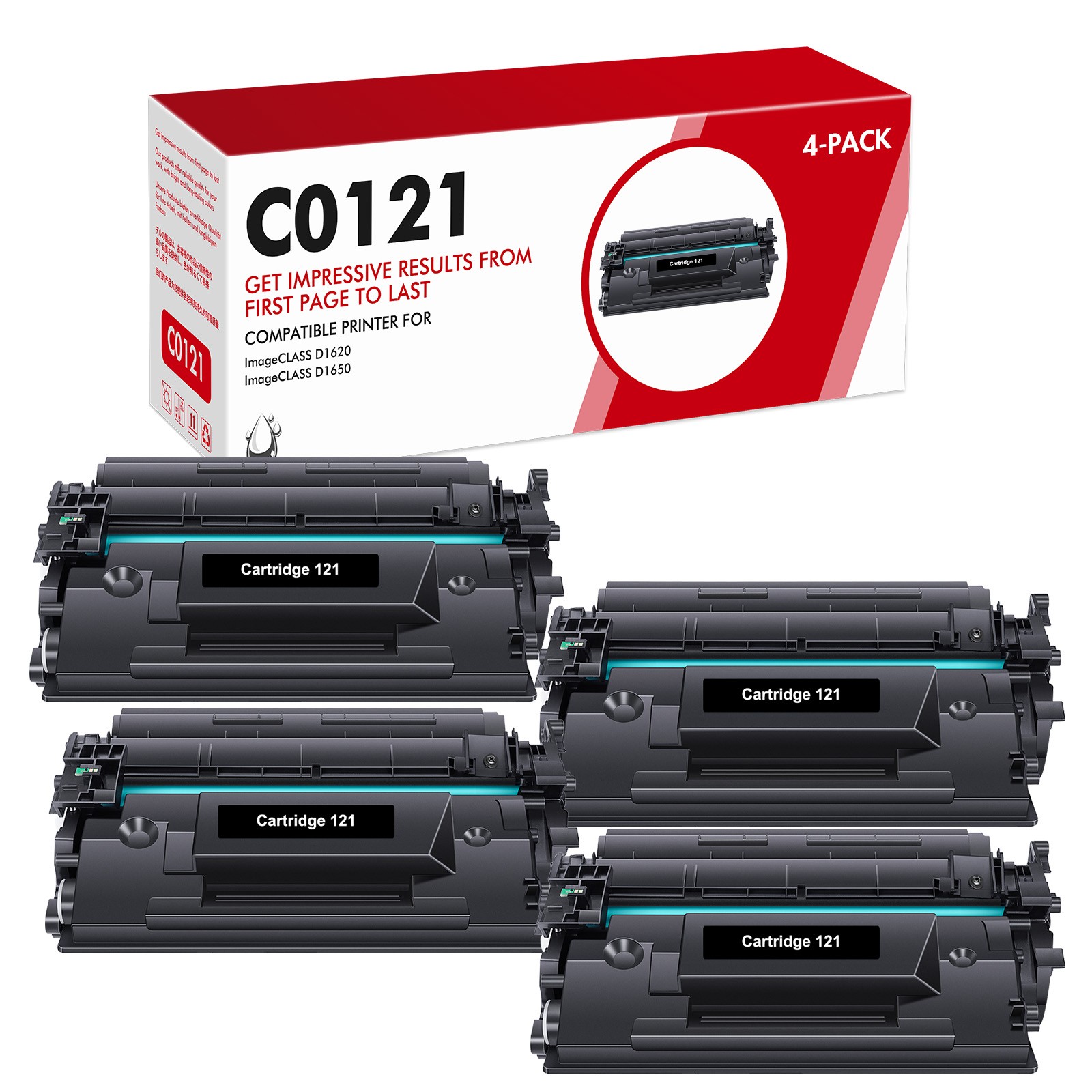 4pk CRG121 Toner Cartridge Compatible For Canon 121 ImageClass D1650 D1620