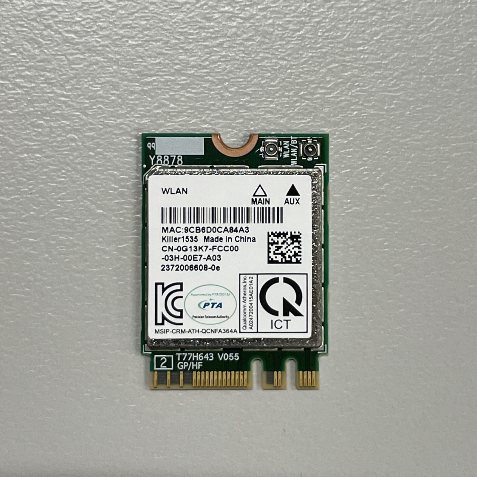 Genuine Qualcomm Atheros QCNFA364A Killer 1535 802.11ac M.2 WiFi Card +BT 0G13K7