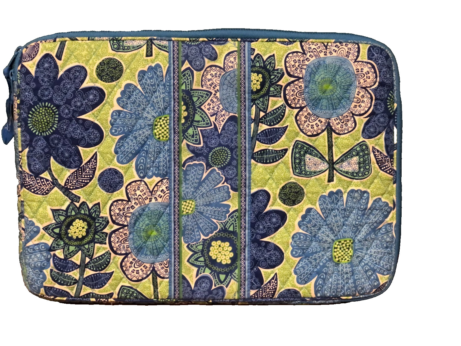 Blue & Green Vera Bradley Doodle Daisy Floral 17" x 12" Laptop Sleeve