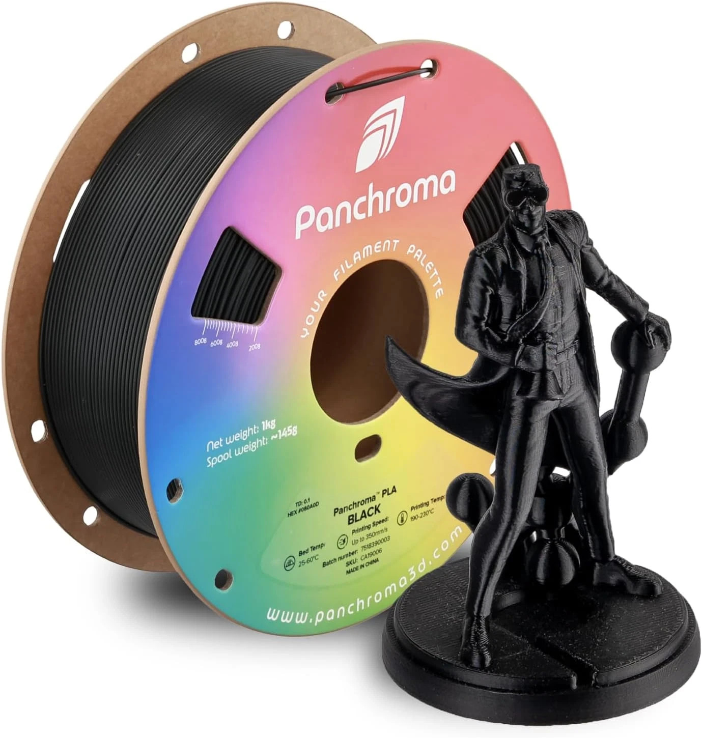 Panchroma PLA Black 3D Printer Filament, 1.75Mm, 1Kg Spool, Easy to Print, High
