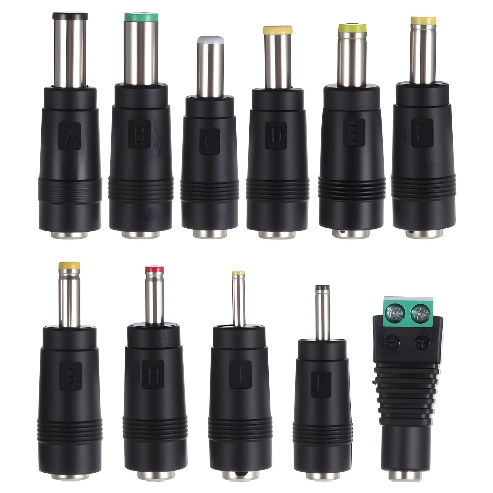 11 Pcs DC Power Adapter Plug Tips Kit Universal 5.5 x 2.1mm Connector For Laptop
