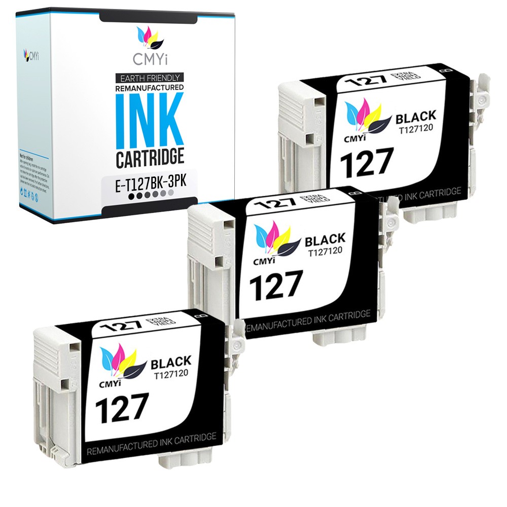 CMYi 3X Replacement 127 Ink Black Cartridges for Epson Workforce 635 635 645 840