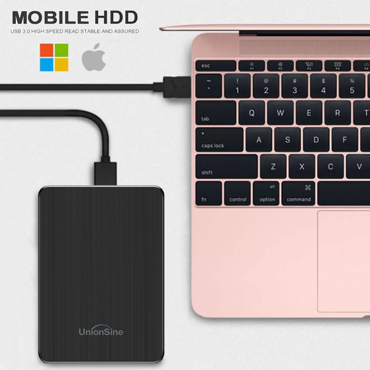 UnionSine USB 3.0 Slim 500GB Portable External HDD 2.5"Hard Drive for Desktop PC