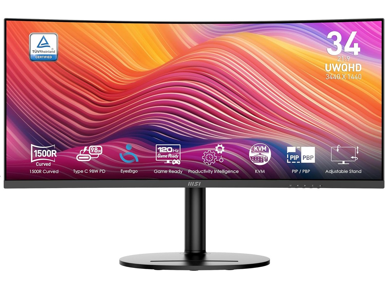 MSI 34" 120 Hz VA UWQHD Monitor 1ms (MPRT) / 4ms (GTG) AMD FreeSync Premium