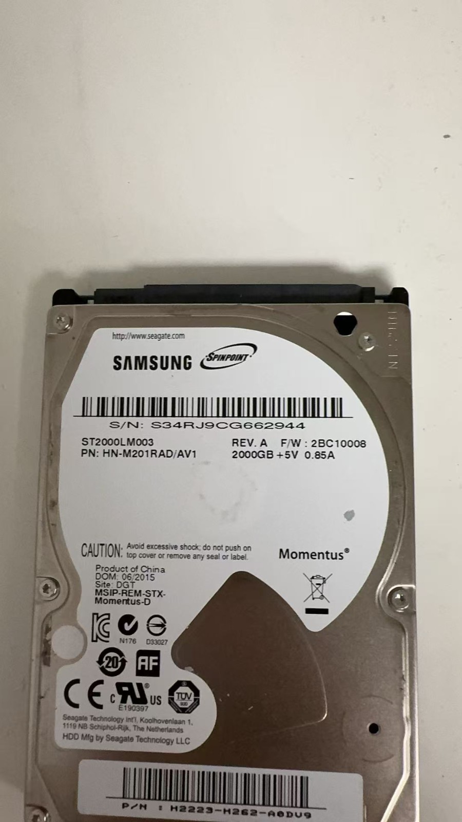 Seagate Samsung ST2000LM003 / HN-M201RAD/AV1  2TB 2.5 SATA HDD Hard Disk Drive