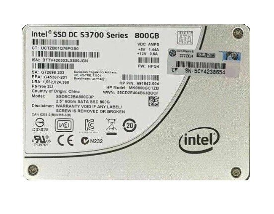 compatible Intel 800GB S3700 6Gbps SATA Enterprise Class SSD DC SSDSC2BA800G3P