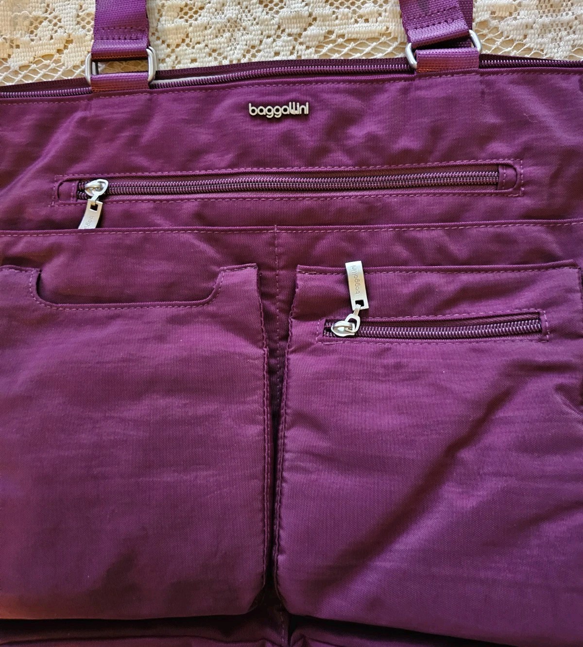 Baggallini Any Day Laptop Tote Purple RFID Water-Resistant Fits 15in Laptop NWOT