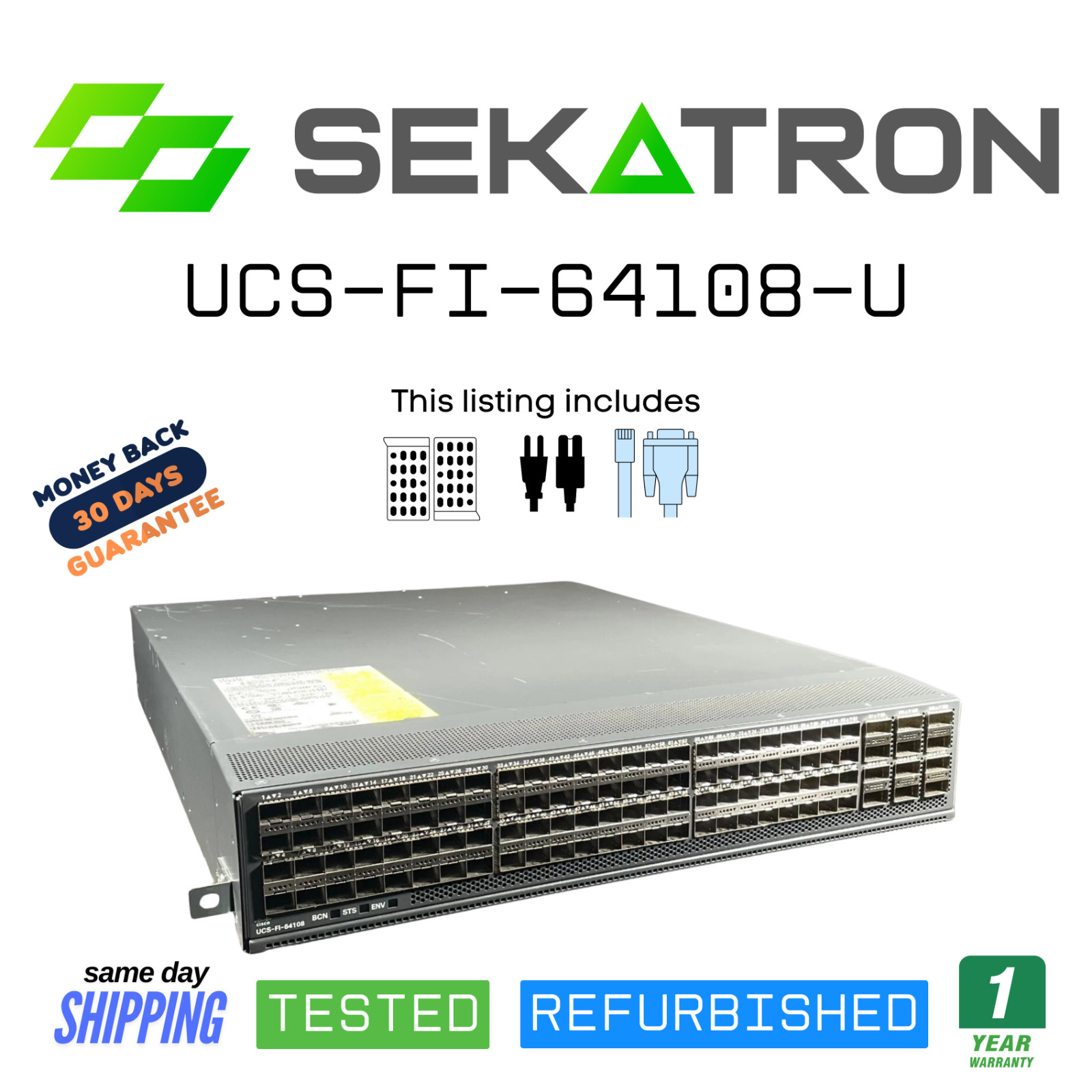 🔀 Cisco UCS-FI-64108-U | 96×10/25G + 12×40/100G Ports | 2× PSU | 3× Fans | ⚡