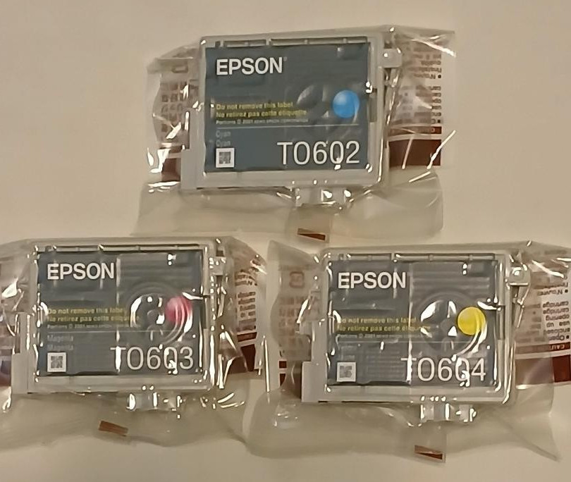 Color Set 3 New Genuine EPSON #60 T0602-T0604 INK STYLUS C68/C88 CX3800/CX7800