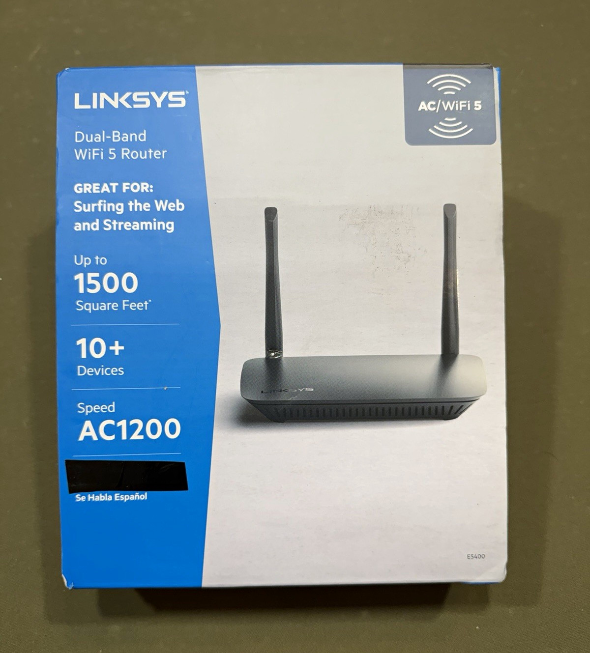 Linksys E5400 Dual-Band WiFi 5 AC1200 Router, 4-Port Gigabit, Black