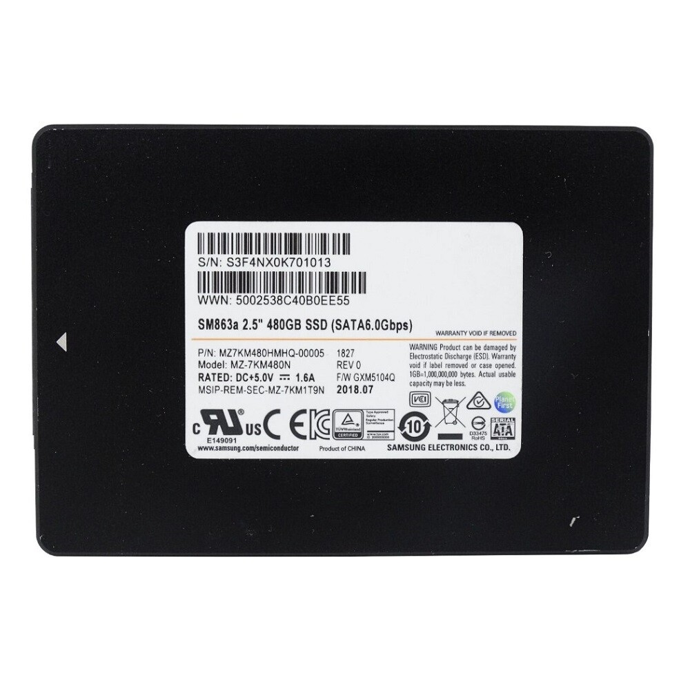 Samsung SM863a 480GB SSD 6Gbps Solid State Drive MZ-7KM480N MZ7KM480HMHQ-00005