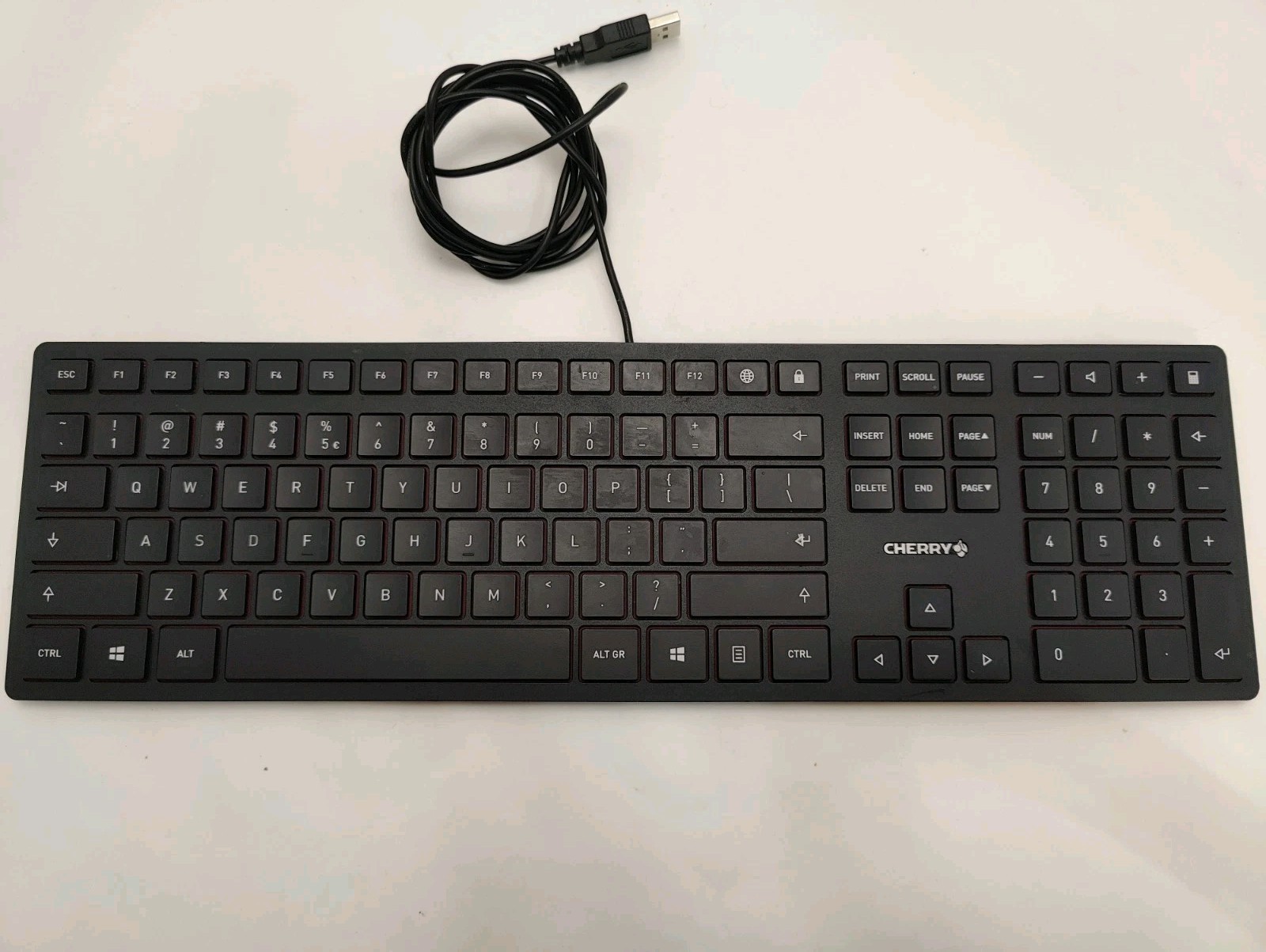 Cherry KC 6000 Slim Wired USB Keyboard Black Scissor Switch Tested Working