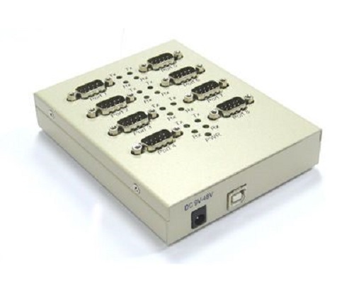 VSCom USB to 8-port serial adapter, RS232, metal, transmit/receive LEDs, FTDI