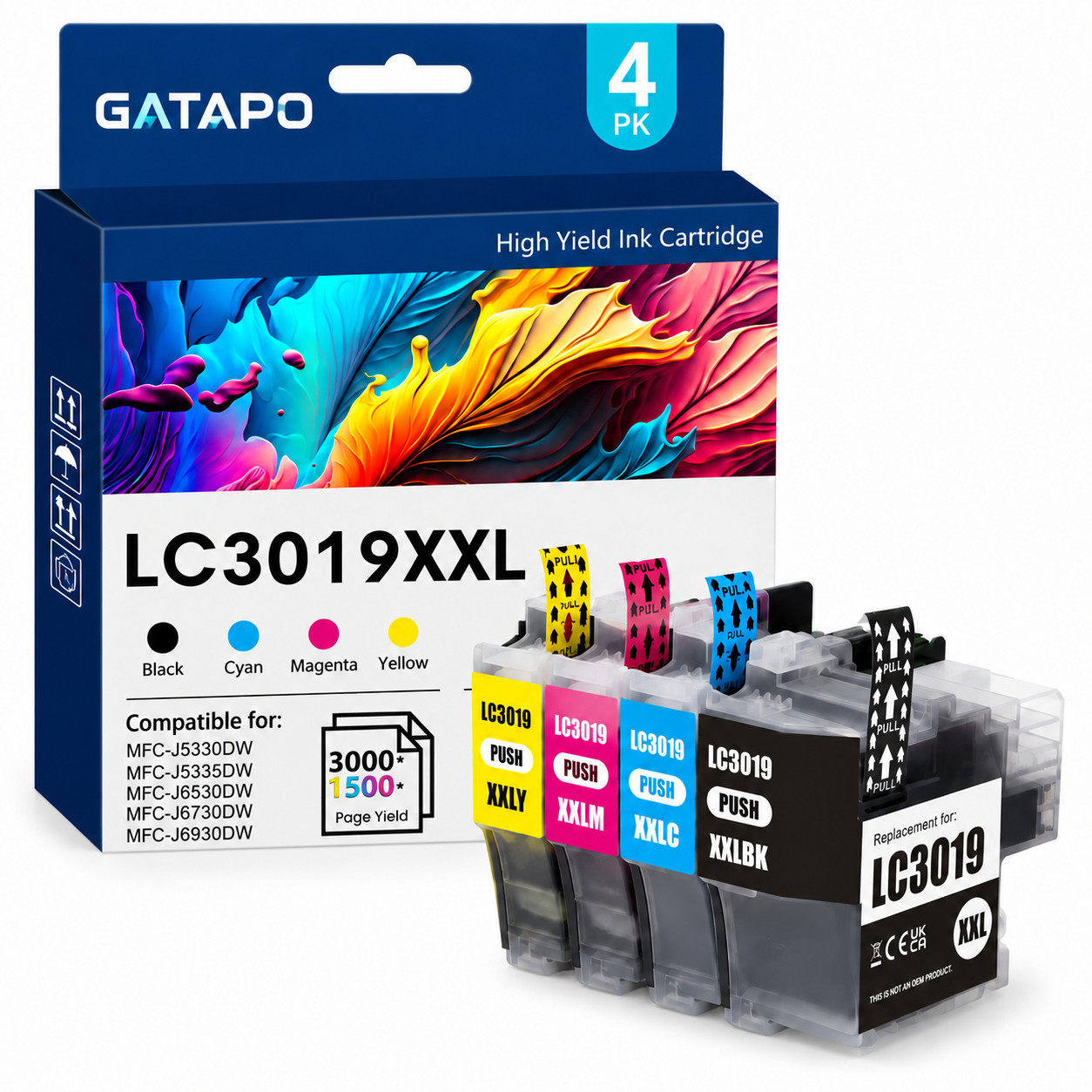 4PK LC-3019XXL Replacement Ink Cartridge Set for MFC-J5335DW J6530DW J6930DW