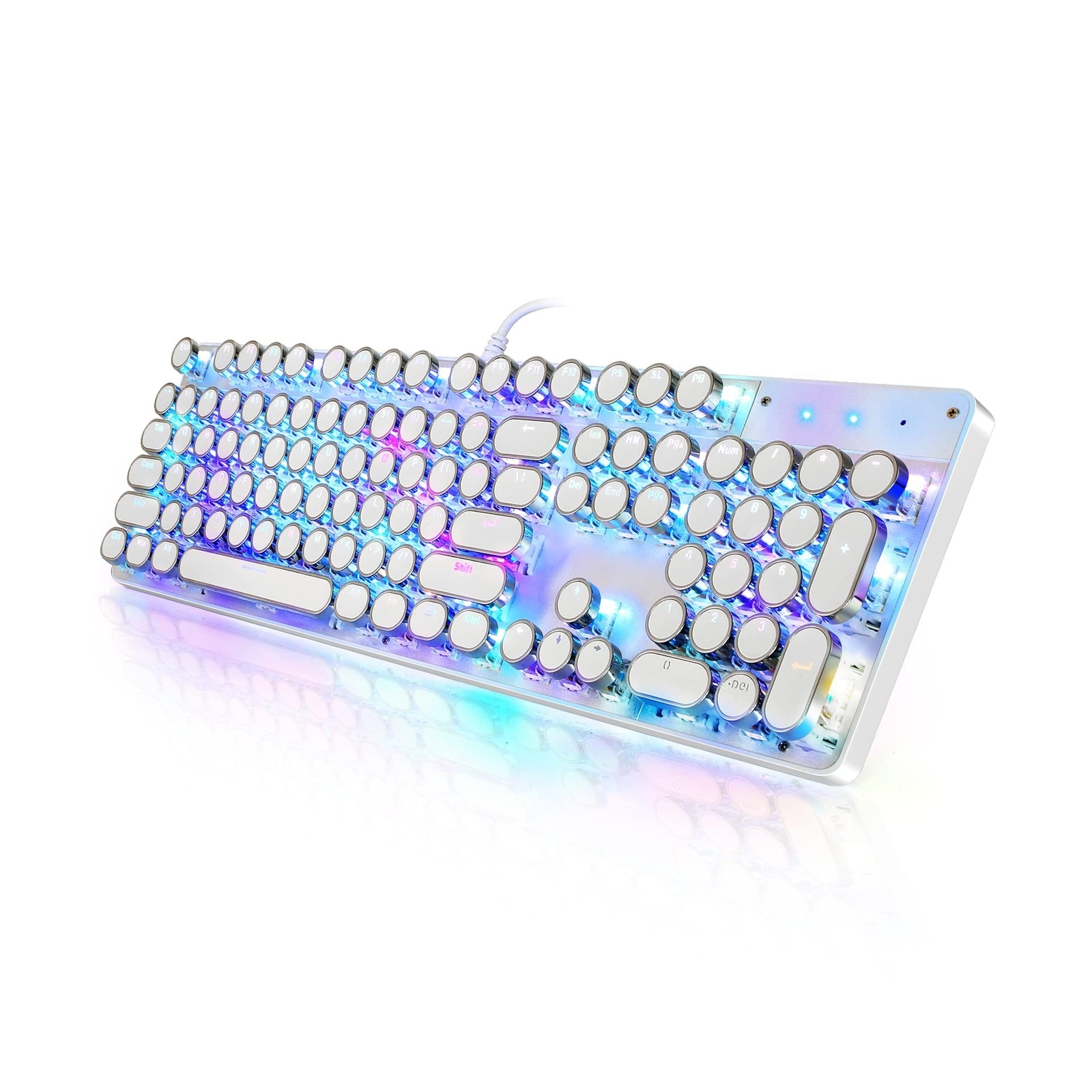 YSCP Typewriter Style Mechanical Gaming Keyboard RGB Backlit Wired with Blue ...