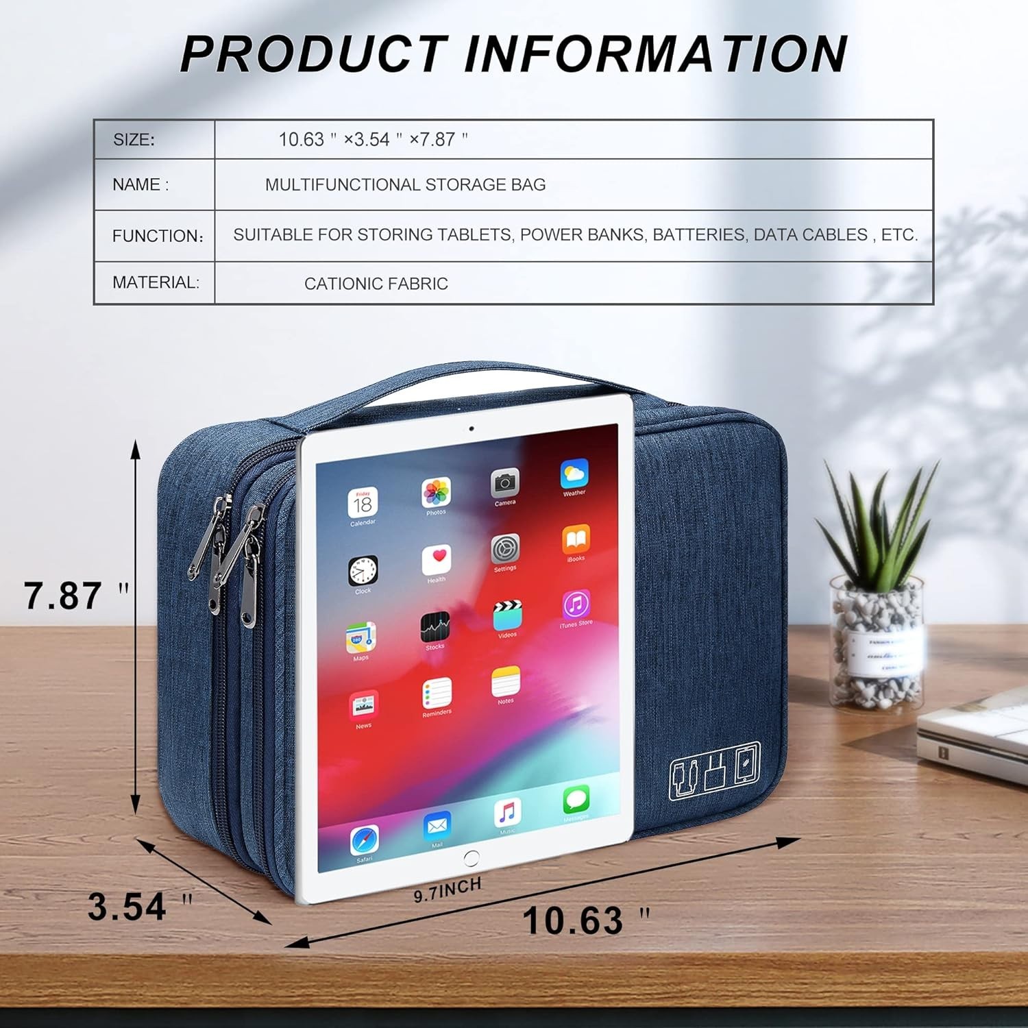 Cable Accessories Bag Waterproof Double Layer Electronics Organizer Portable