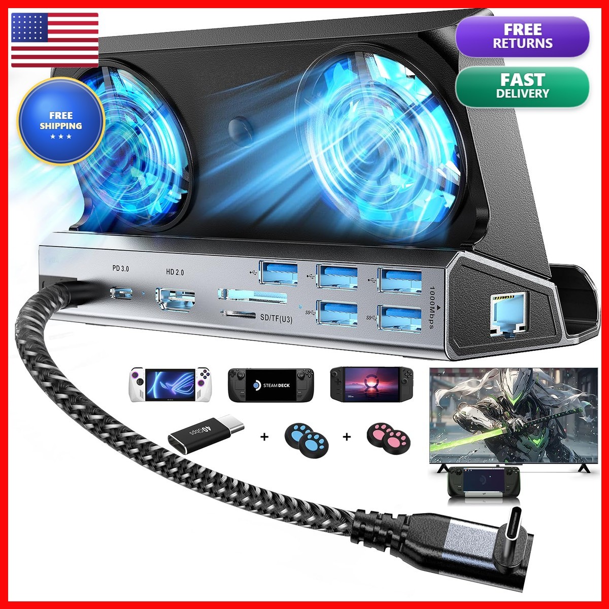 YCE 13-in-1 Steam Deck Dock for Switch/ROG Ally/Legion Go