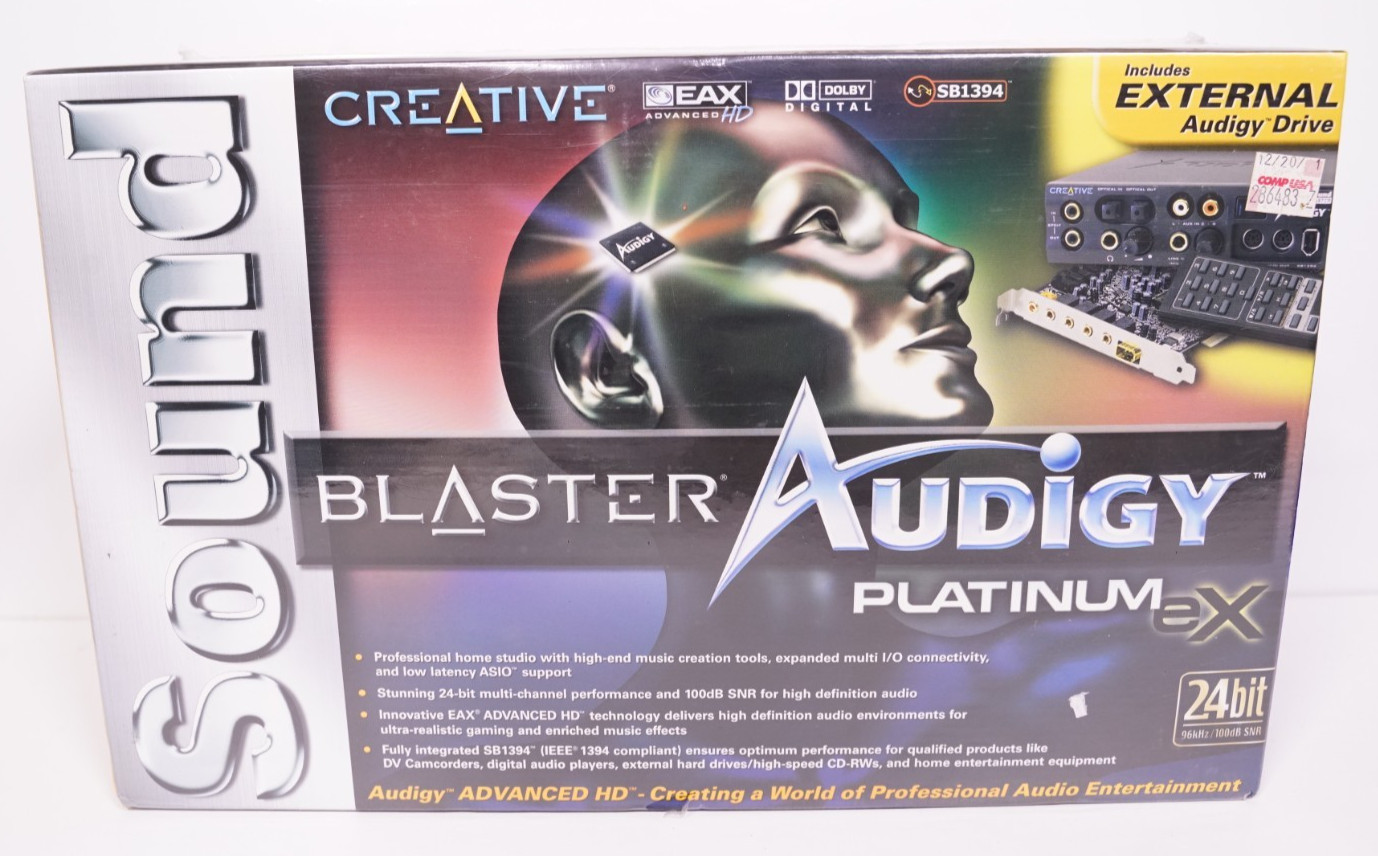 NEW/SEALED - Creative Sound Blaster Audigy Platinum eX SB090 Black w/Ext. Drive