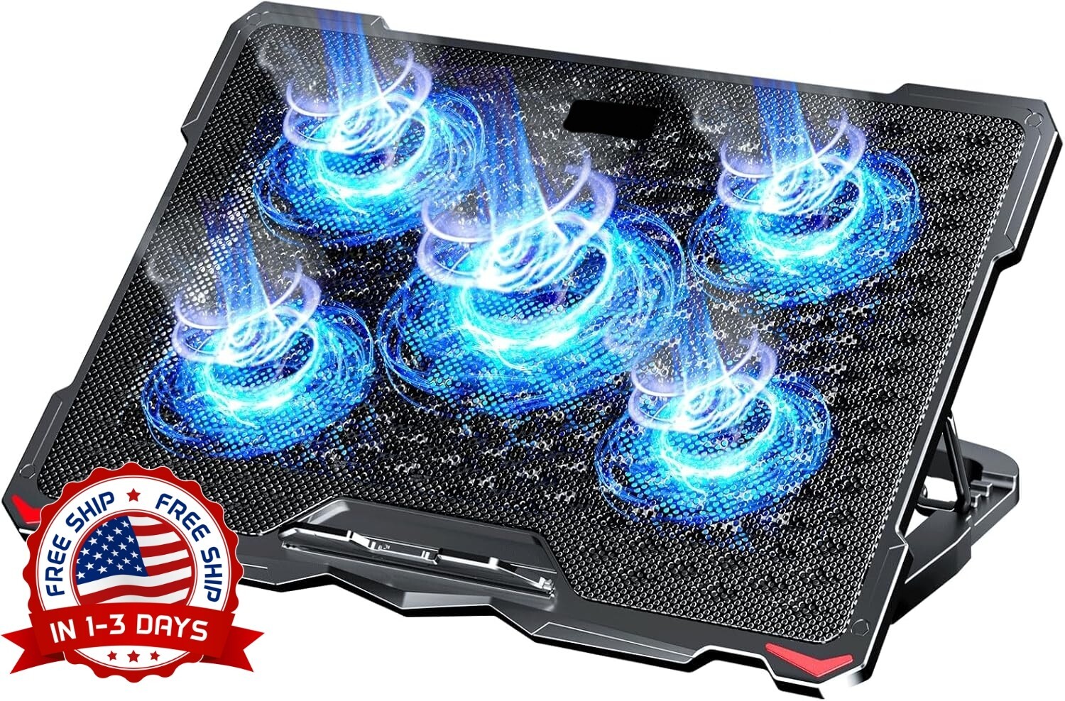 Enfriador Portátiles Para Juegos 17.3'', 5 Ventiladores Silenciosos Y Luces LED.