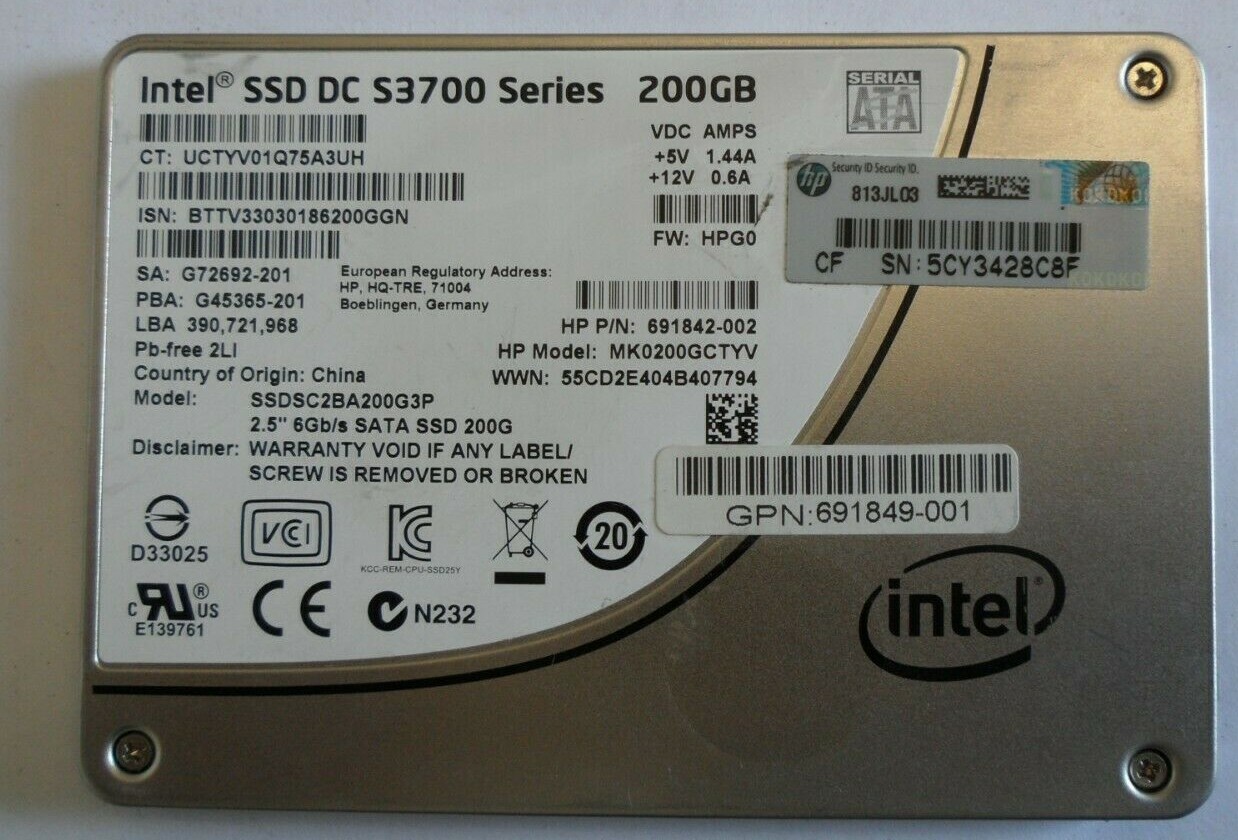 INTEL SSD DC S3700 Series 200GB 2.5" MLC SATA III Enterprise SSD SSDSC2BA200G3P
