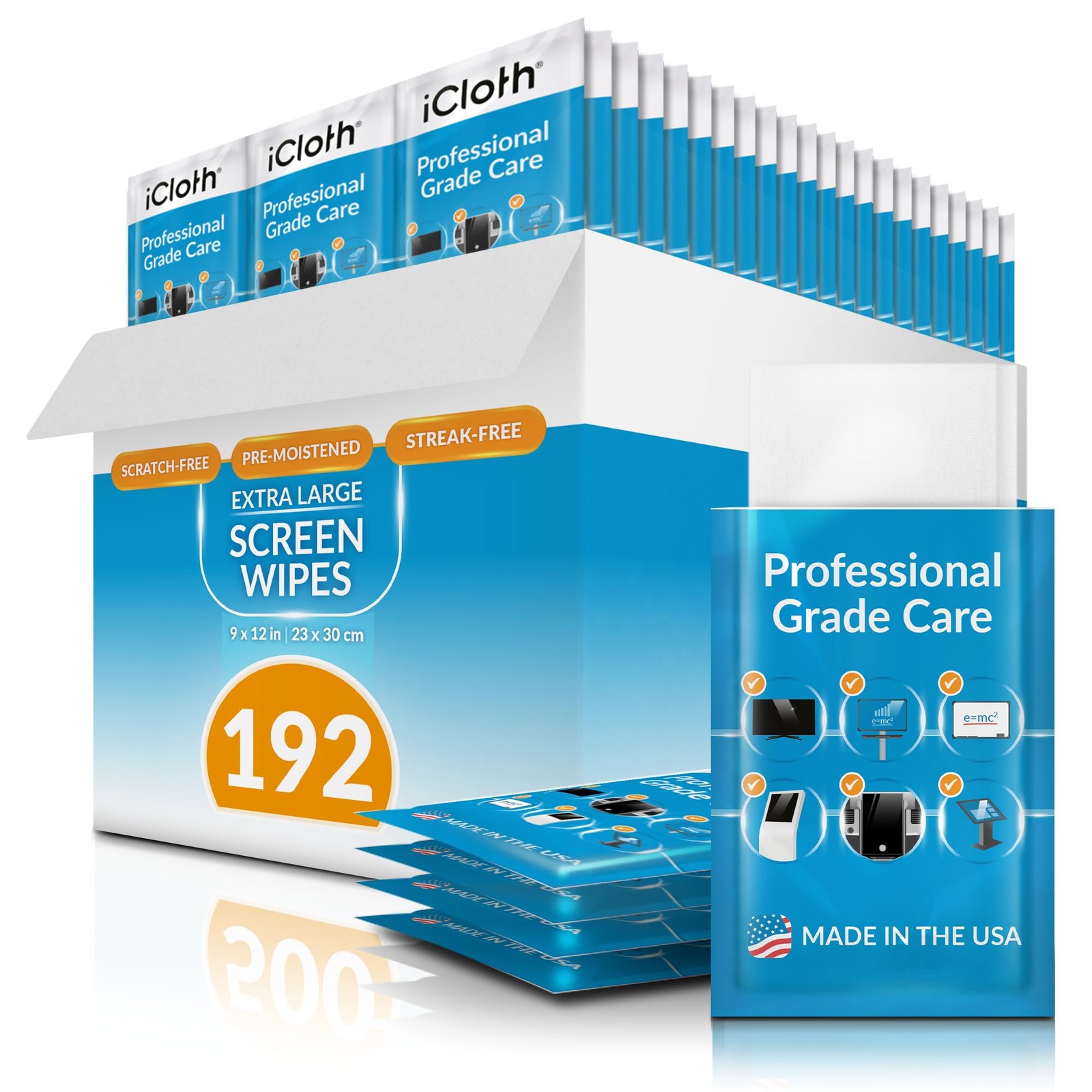 XL Screen Cleaning Wipes, Lint-Free and Streak-Free, Fast-Drying, Removes Dus...