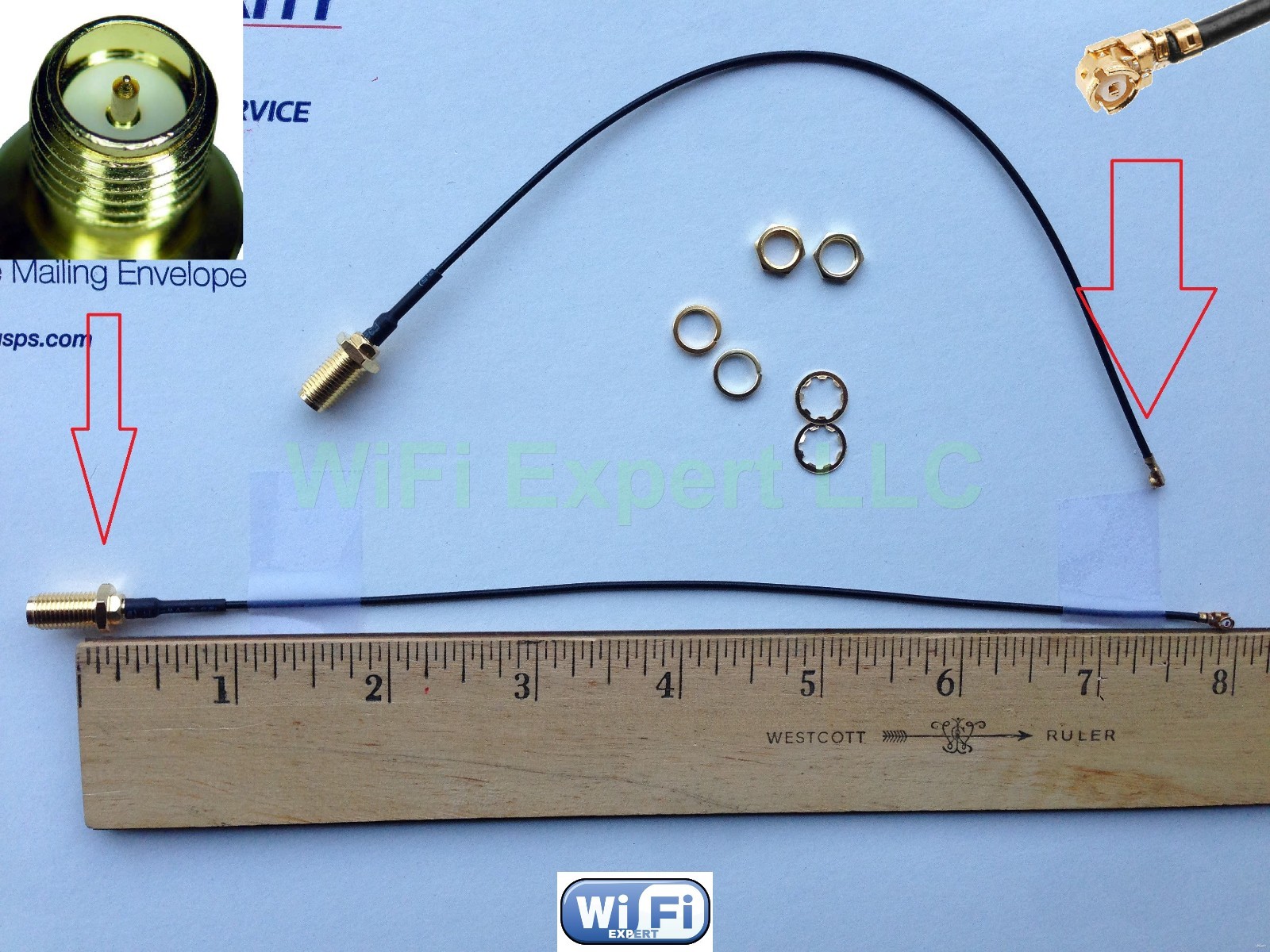 2X 1.37 U.FL Mini PCI to RP-SMA Pigtail Antenna WiFi Cable 8 Inches (20cm) USA