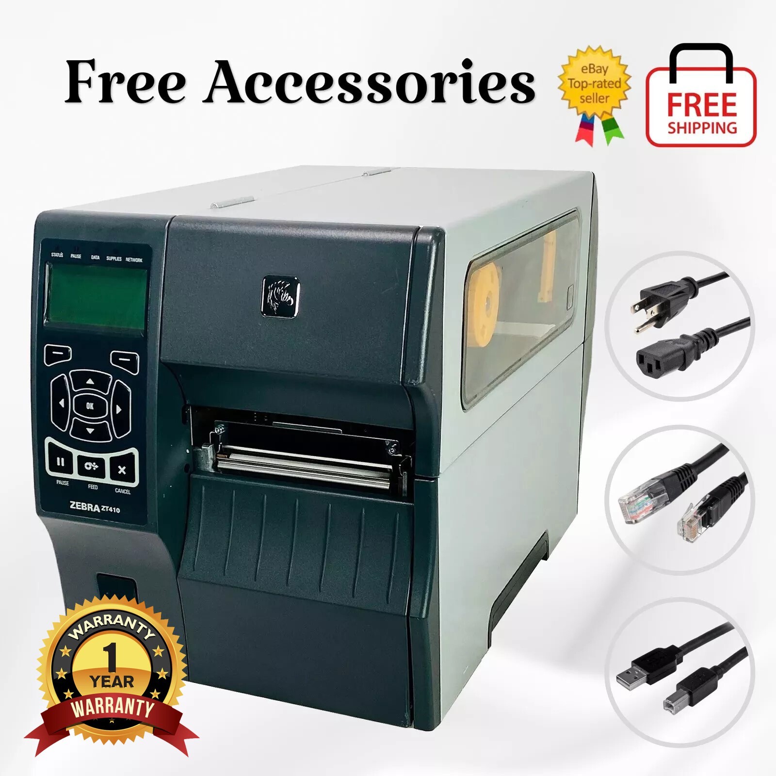 Zebra ZT410 Thermal Transfer Label Printer BT Ethernet USB 300 dpi 1 YR WARRANTY