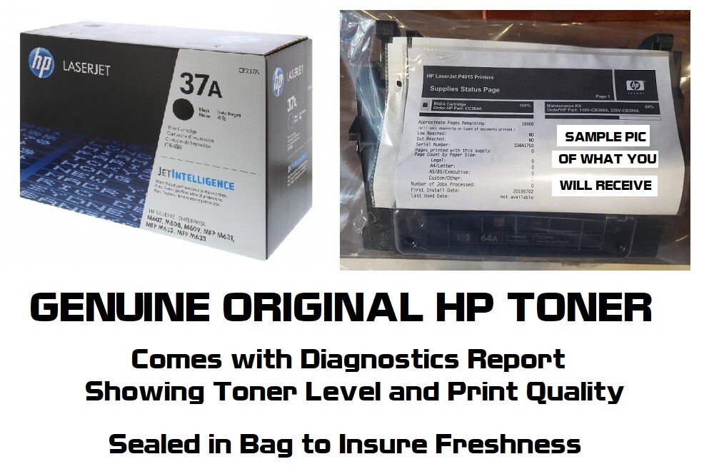 Mostly New Genuine HP 37A Toner Cartridge Printer-Tested 60% Toner NO BX CF237A