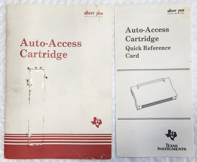 Vintage TI Silent 700 Auto-Access Cartridge Manual & Quick Reference Card Lot