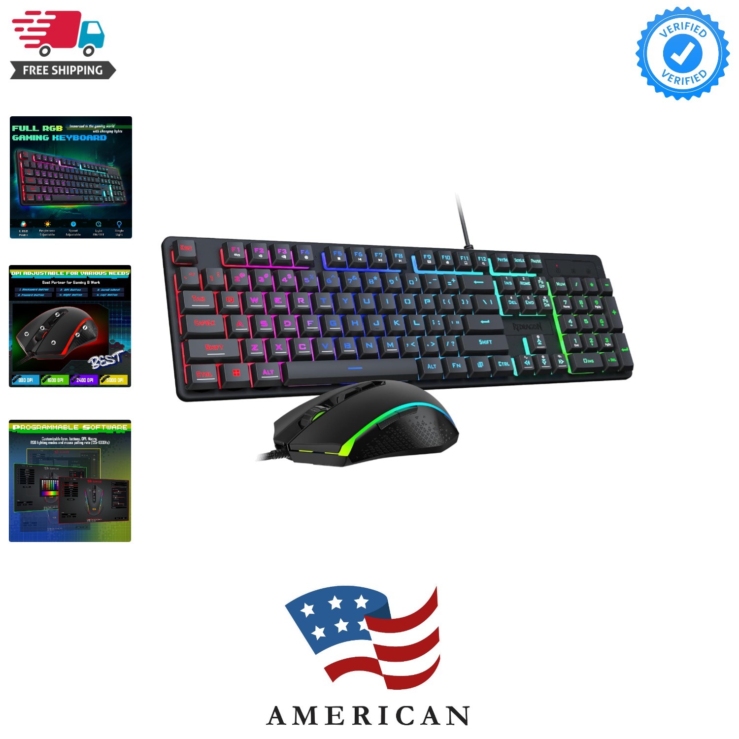 Updated S107 Gaming Keyboard and Mouse, RGB Gaming Keyboard and 10000 DPI Mou...