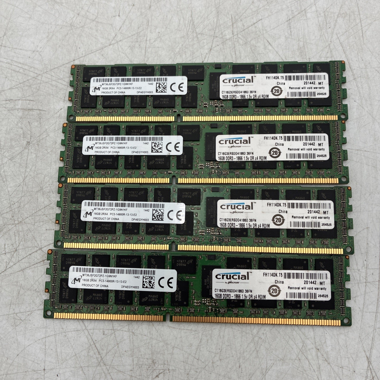 Micron 16GB 2RX4 PC3-14900R 64GB (4x16GB) RAM Memory DDR3 1866MHz Kit HP 712383