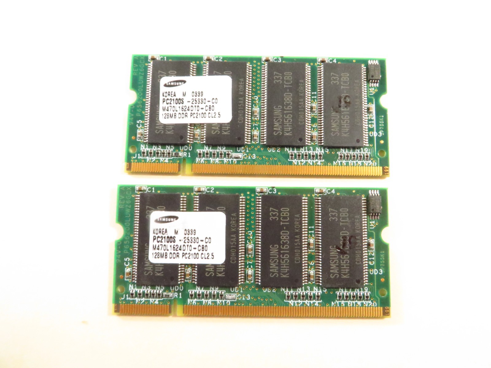 2 Pack Samsung 128MB PC2100S-25330-C0, M470L1624DT0-CB0