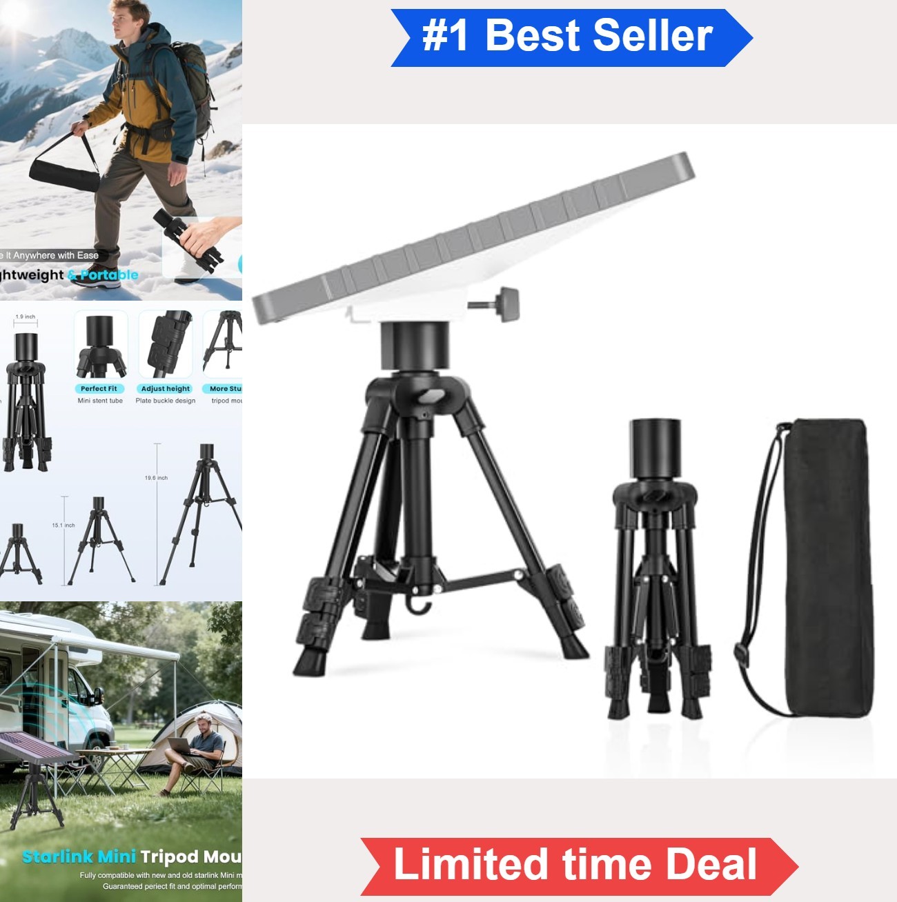 Starlink Mini Tripod Stand Mount Aluminum Adapter Height Adjustable Portable