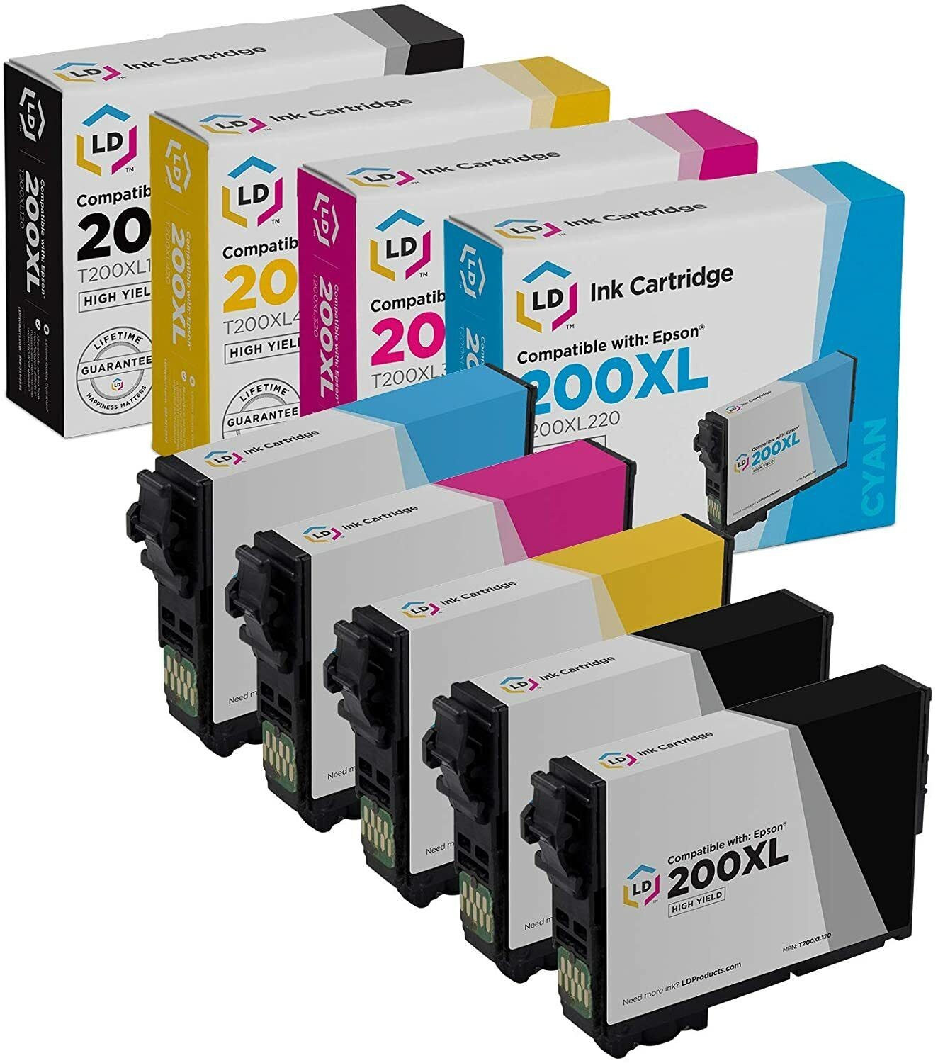 LD Replacement Ink for Epson T200XL/T200 5PK: T252XL120, 220, 320, 420