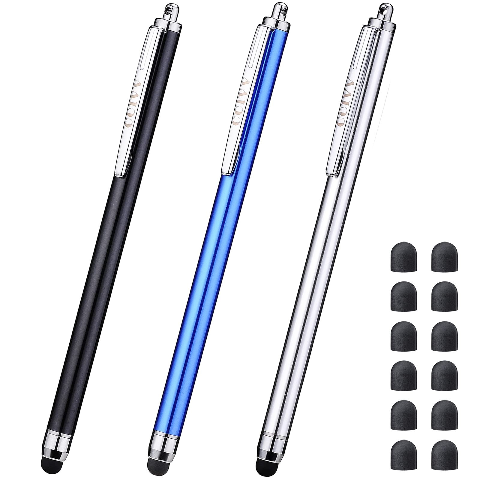 CCIVV 3 Pcs Stylus Pens for Touch Screens [0.24 3 Pcs, Black/Silver/DarkBlue 
