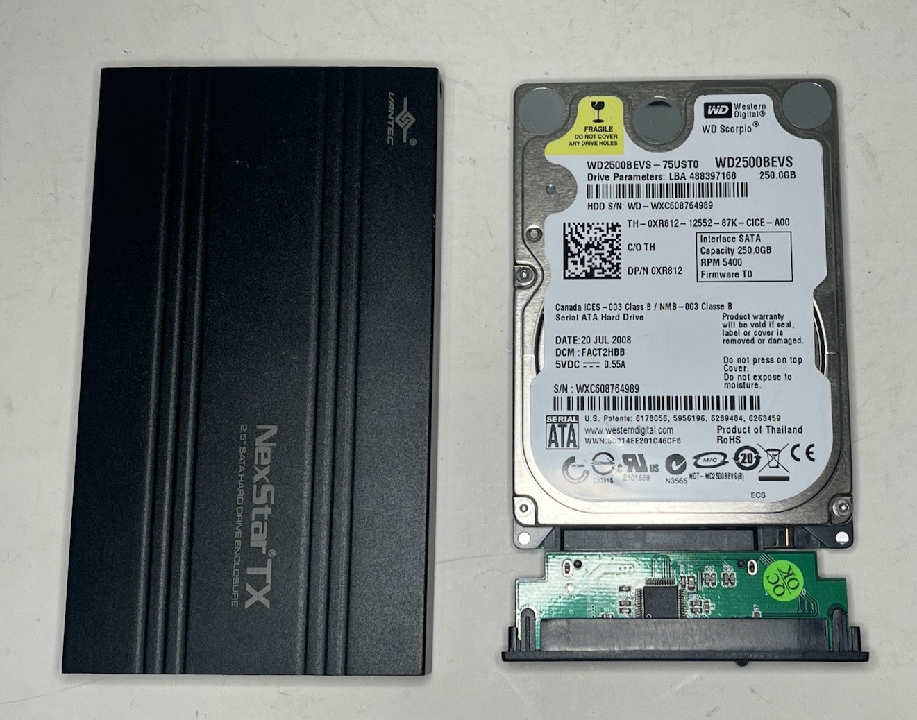 Western Digital WD2500BEVS - 75UST0 250GB Hard Drive in External Enclosure