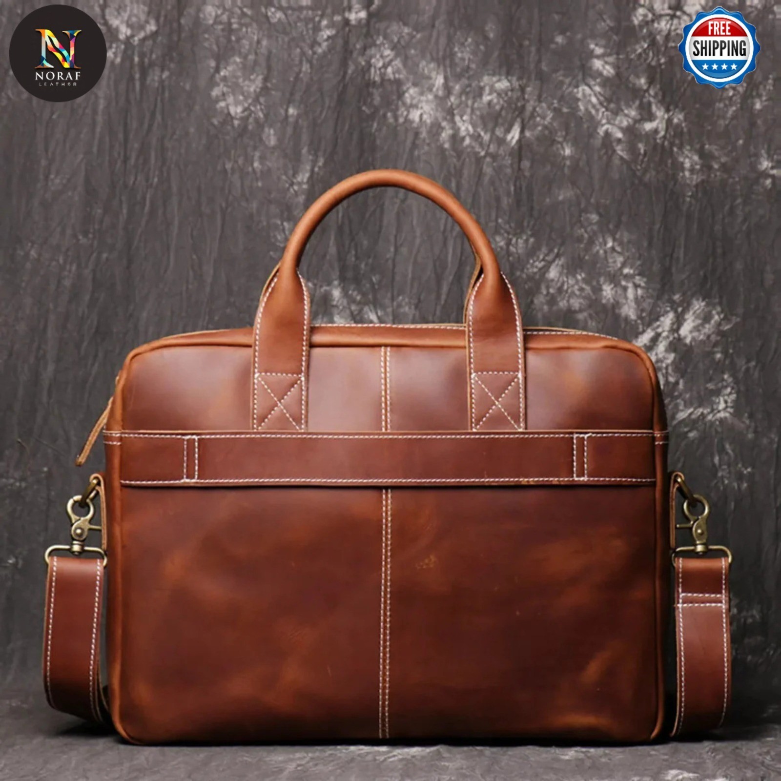 Vintage Brown Messenger Shoulder Bag |Work Office Business Travel Bag Noraf