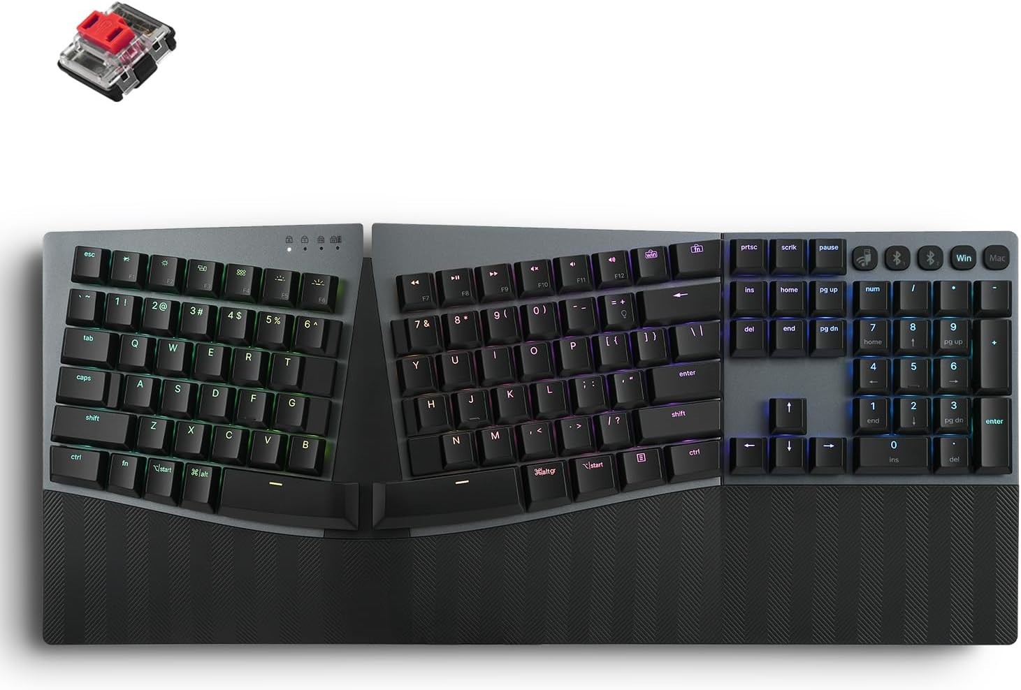 New - Perixx PERIBOARD-835BR II Wireless Ergonomic Mechanical Keyboard