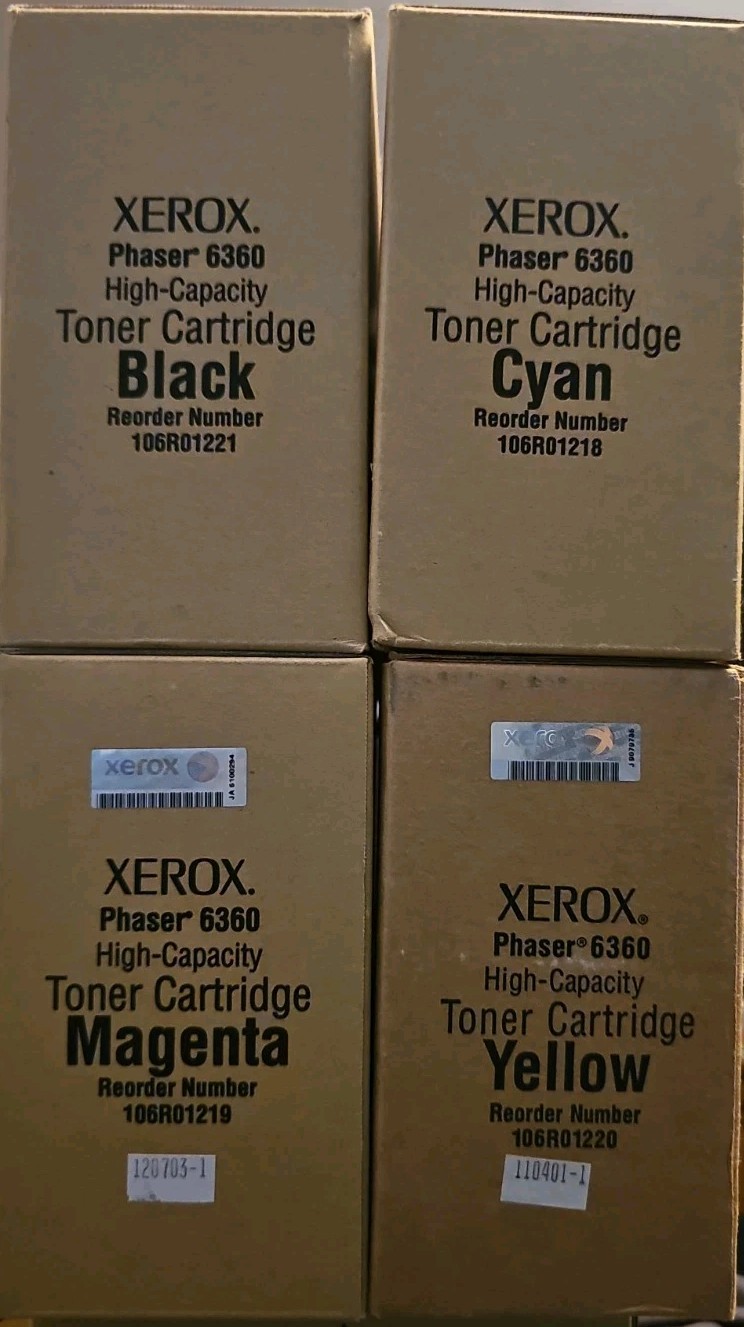 Genuine Xerox 106R01218 19 20 21 Phaser 6360 High Capacity Toner Cartridge CMYK
