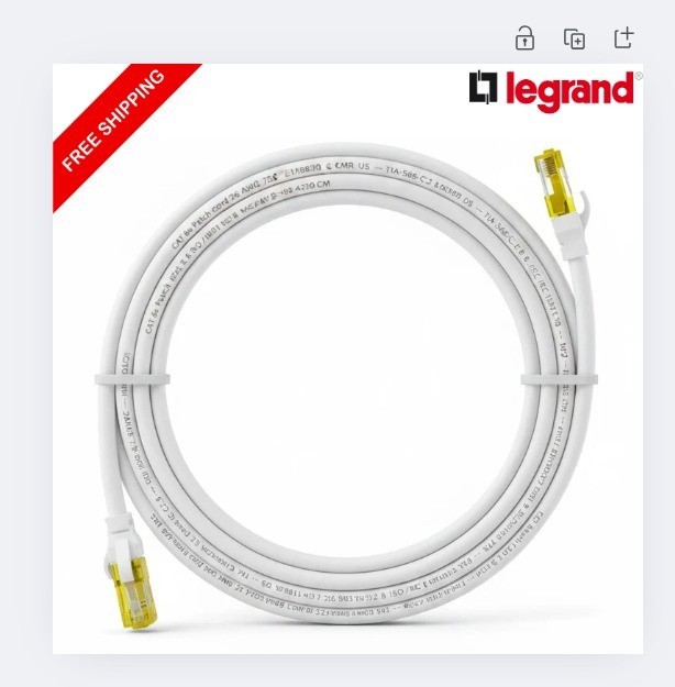 Legrand CAT6 15ft Patch Cord Cable 500mhz Ethernet Network LAN RJ45 26AWG