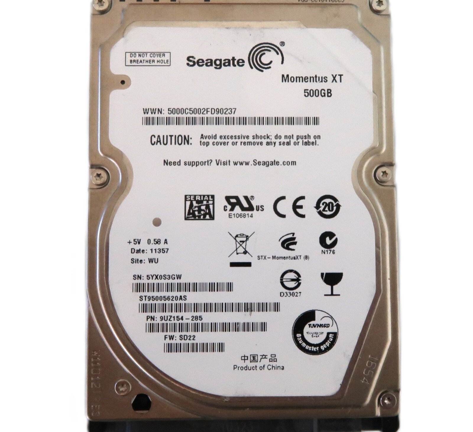 Seagate ST95005620AS 9UZ154-285 SD22 WU (5YX0) 500gb 2.5" Sata China MAR/2011