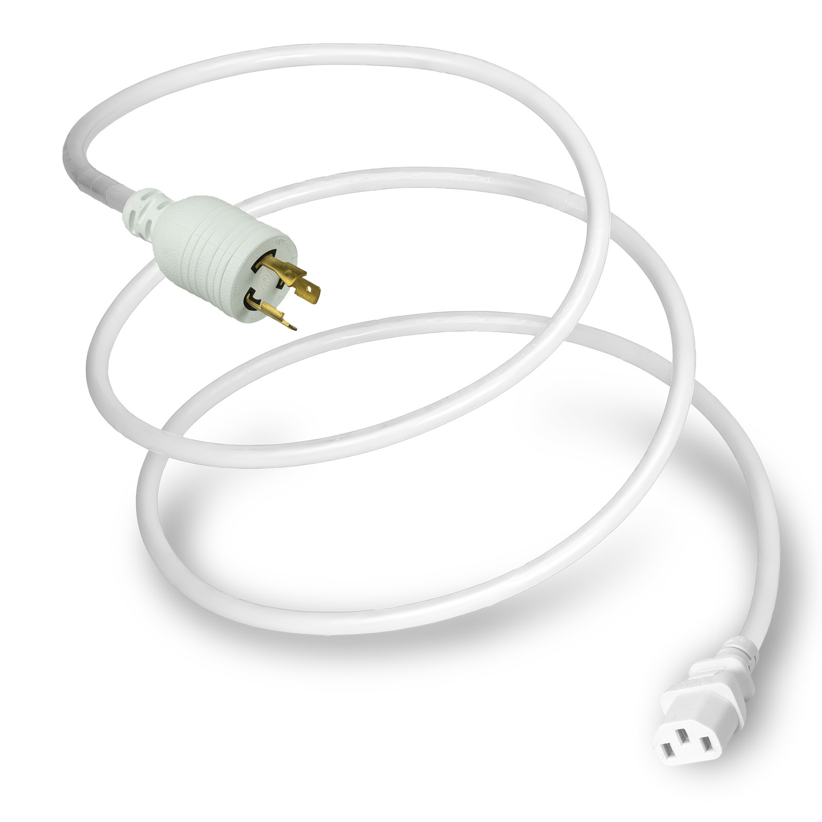 NEMA L6-20P to C13 15A 250V 14/3 SJT Power Cord - White - 10ft