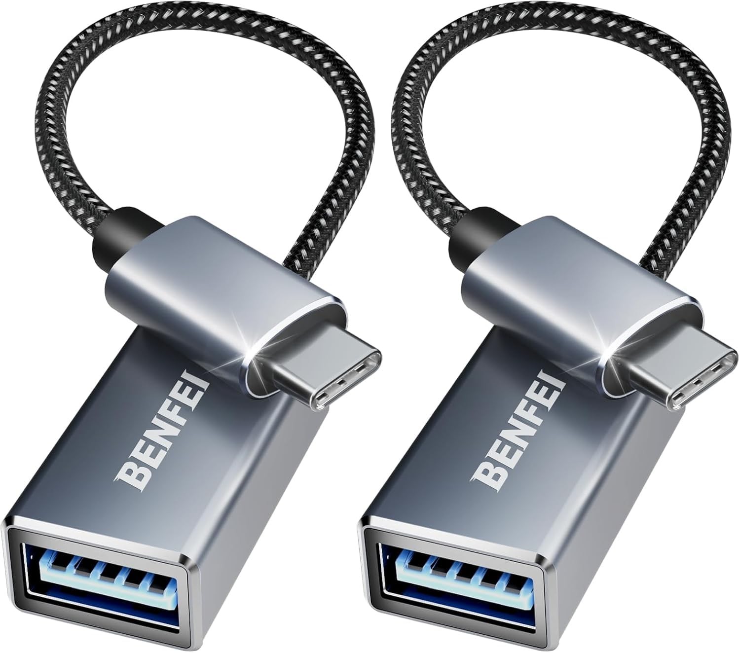 BENFEI USB C to USB 3.0 Adapter, 2 Pack USB C to A Male to Female Adapter