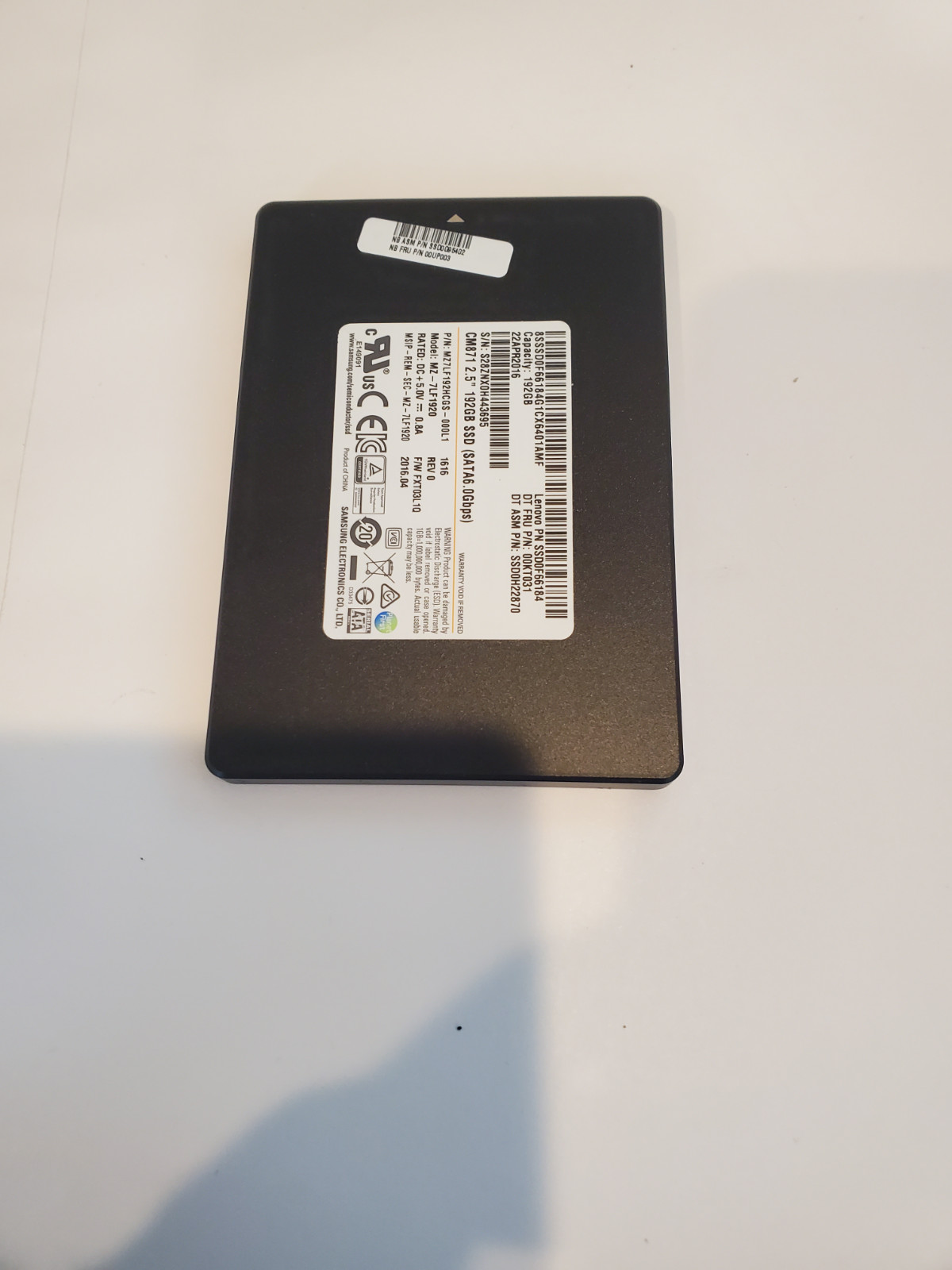 Samsung 192GB SSD – Open Box, Brand New – High-Speed Solid State Drive