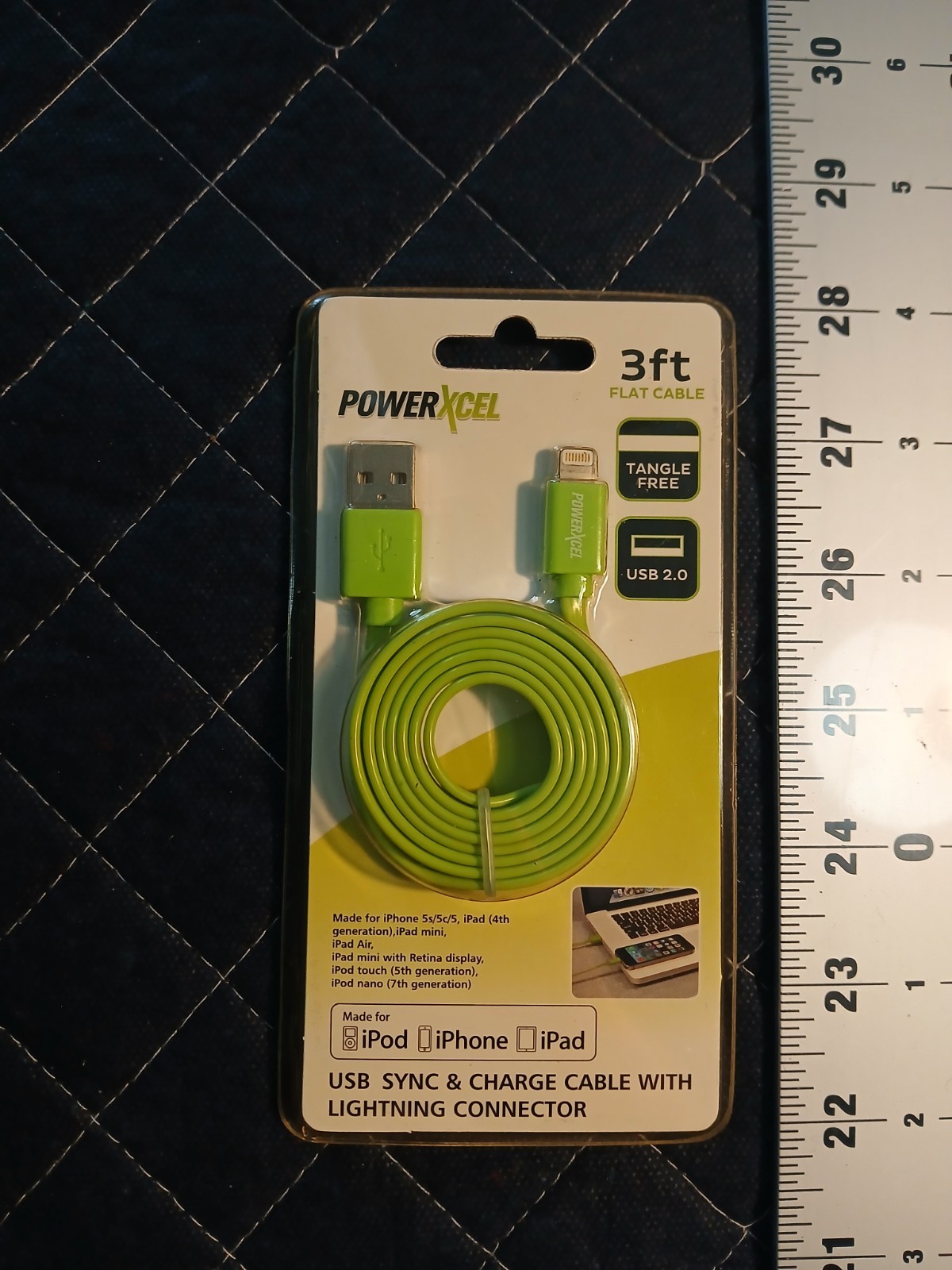 NEW PowerXcel  USB to Lightning Sync & Charge Cable GREEN 3 Ft. With Free Gift