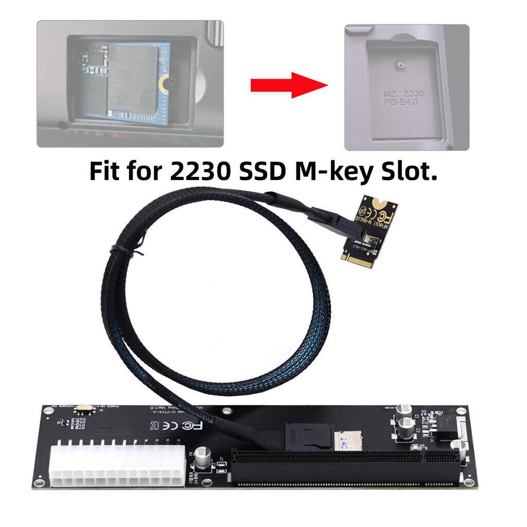 Oculink SFF-8612 4X to PCI-E 16X adapter cassette 24Pin power supply
