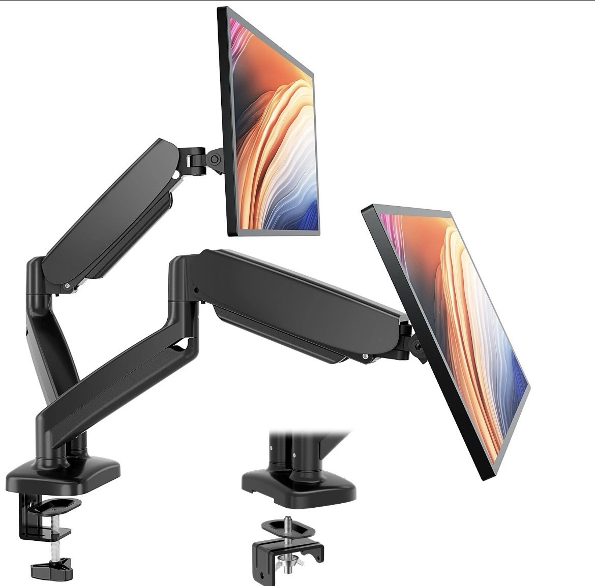 Dual Monitor Stand 13-32in Screen Adjustable Swivel VESA Gas Spring Desk Mount